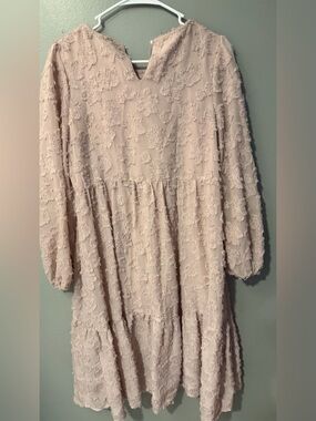 Women’s Midi Textured Long Sleeve Tiered Dress